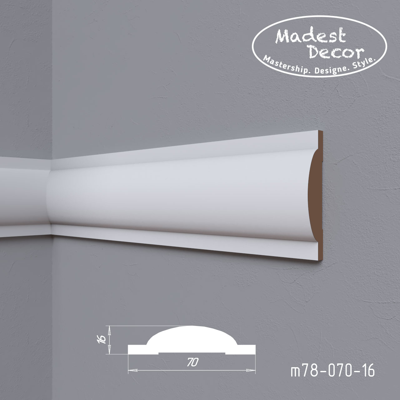 Молдинг под покраску Madest Decor m 7807016 2400×70×16